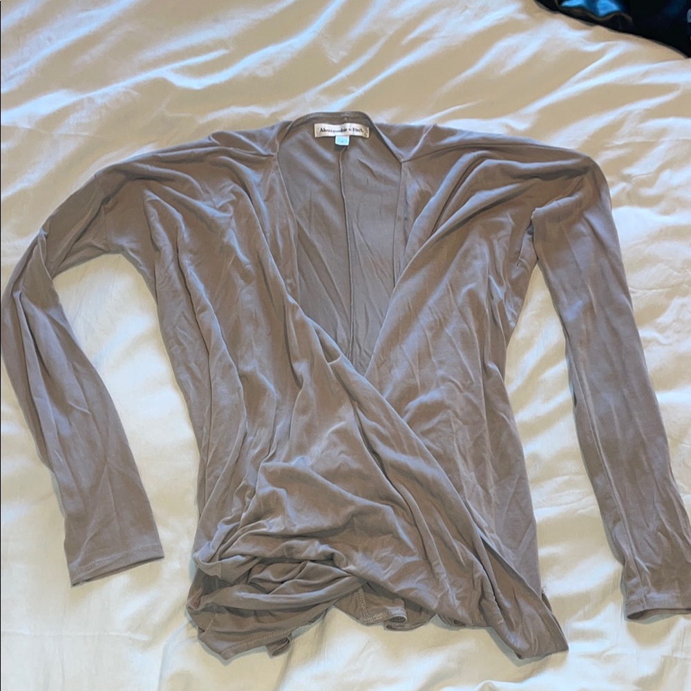 Taupe Long Sleeve Wrap Top